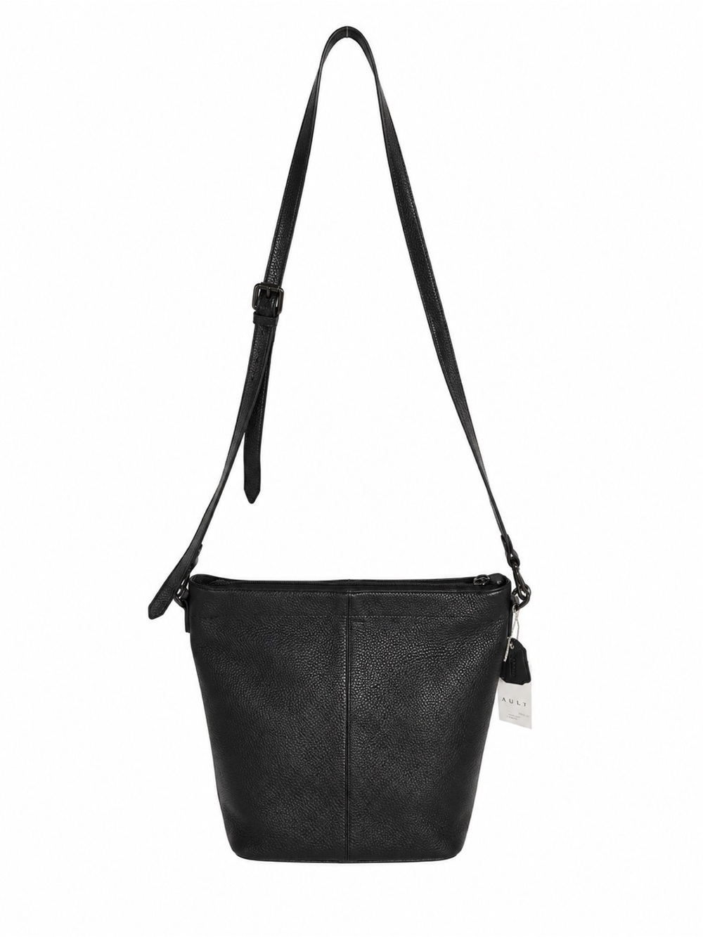 Iswee Genuine Leather Black Crossbody Bucket Bag NWT w/ Adjustable & Short Strap